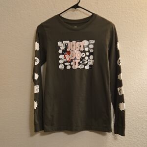 Nike Olive Green Long Sleeve Graphic Tee - Large (12-13)